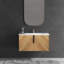 Meuble-lavabo mural 30 po avec panneau cannelé 3D et lavabo intégré en céramique