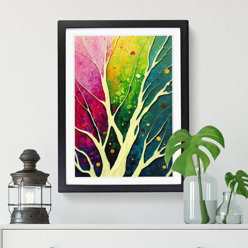 Spring Forest Splatter Vol.1 - Single Picture Frame Painting, 64cm H x 46cm W x 2cm D, Black