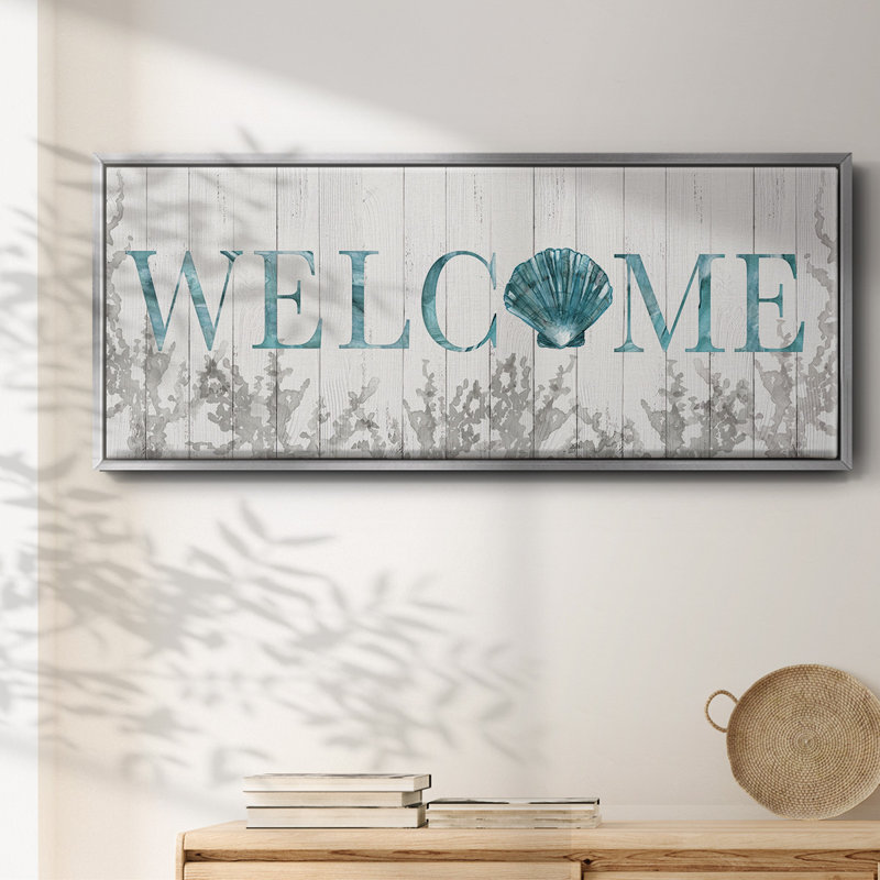 Welcome Shell- Framed Canvas, 20" H x 50" W