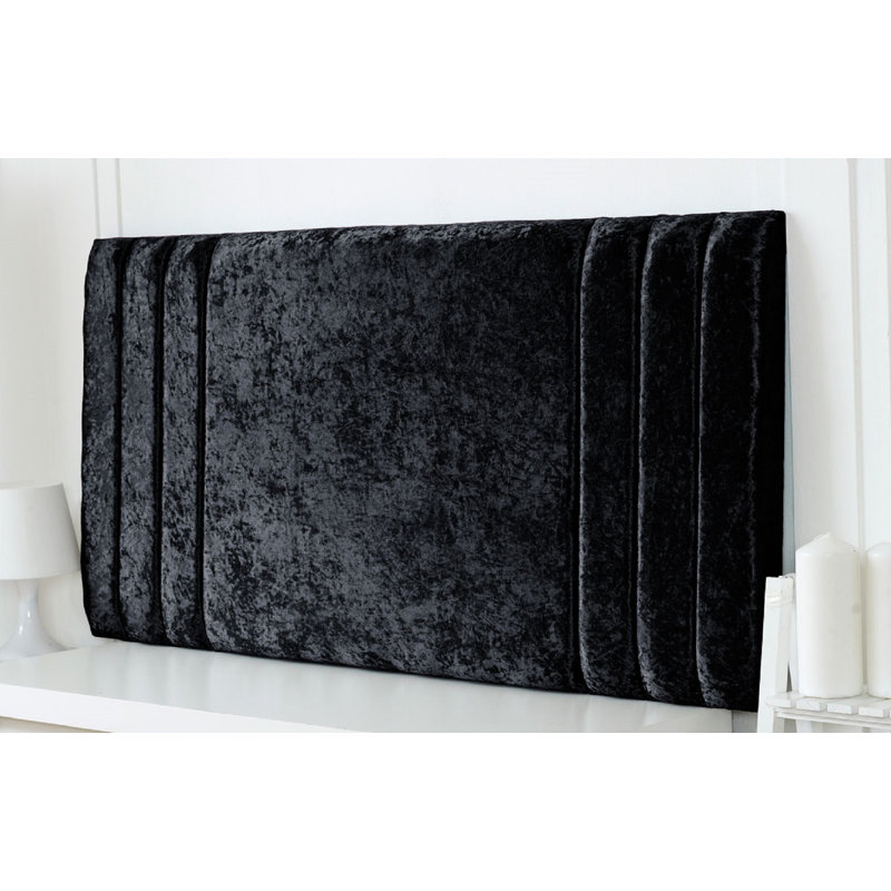 Shipman Upholstered Headboard, Crushed Velvet Fabric, Black, Small Single (2'6)