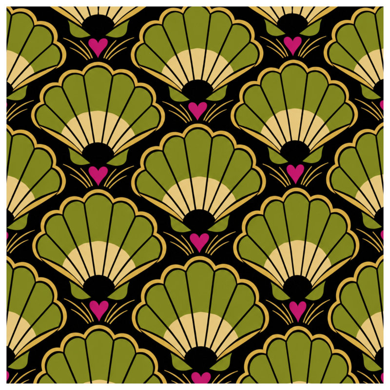 Coussins décoratifs Green Art Deco Shells, 18 x 18 inches