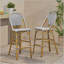 Tabouret de bar d'extérieur français en rotin de 29,5 po avec structure en aluminium et finition bambou (ensemble de 2)-121061999