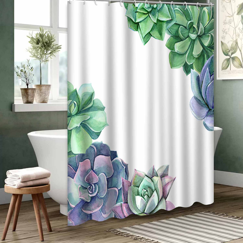 Rideau de douche vert imperméable, rideaux de douche pour la salle de bain avec 12 crochets, 72" L x 84" W