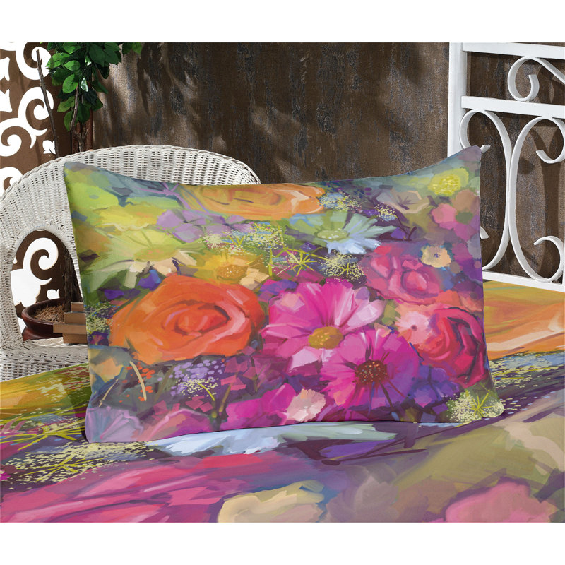 Multicolore ensemble de draps et taies décoratives à motif floral Ambesonne