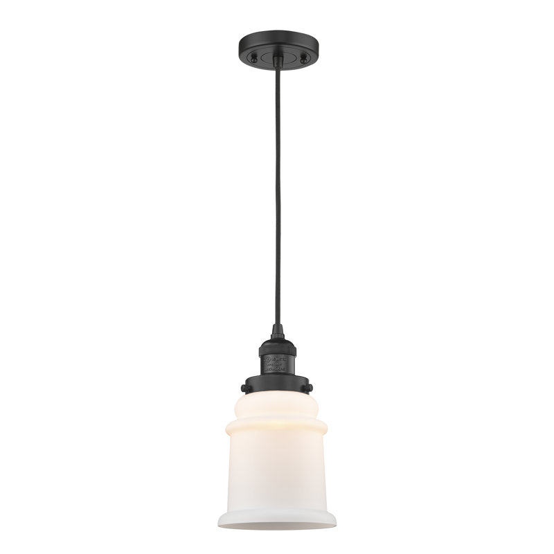 Alexandira 1 - Light Single Pendant, Matte White Cased, Matte Black, 6 Watt Vinage LED Bulb