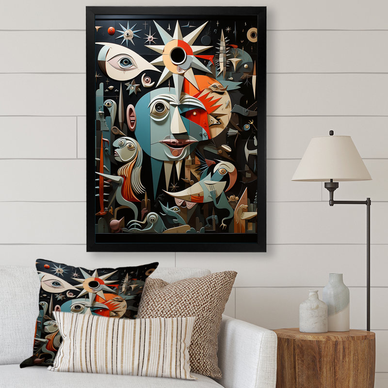 «Masterwork Guernica» par Pablo II - reproduction d'art sur toile abstraite, Cadre photo noir, H 20 po x l 12 po x P 1 po