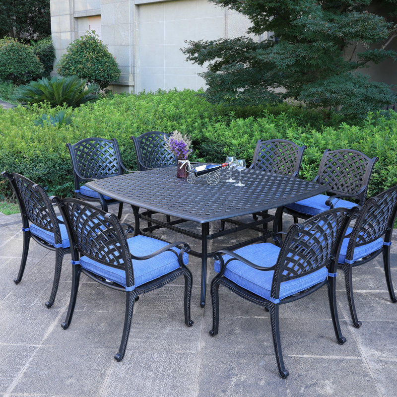 Square 8 - Person Dining Set, Antique Navy Blue