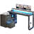 55'' L-Shape Computer Desk With LED Lights, Power Outlets & Drawer Shelves-419479141