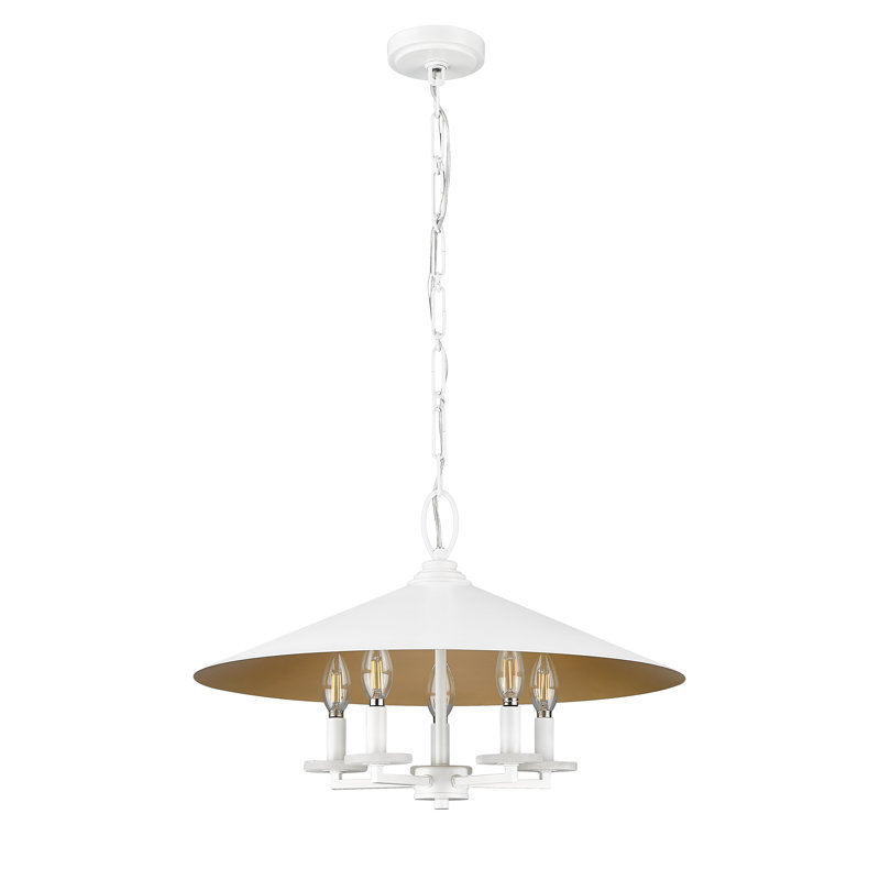 Luminaire suspendu 5 pouces Tammi 22 pouces, Doré / Blanc, Blanc mat