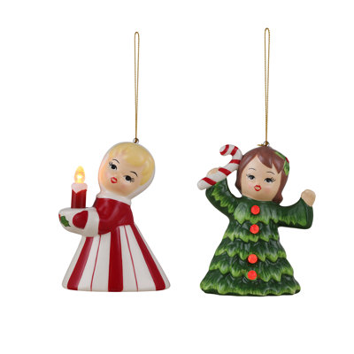 Ensemble de 2 décorations nostalgiques de Noël pour enfant - canne à sucre et arbre
