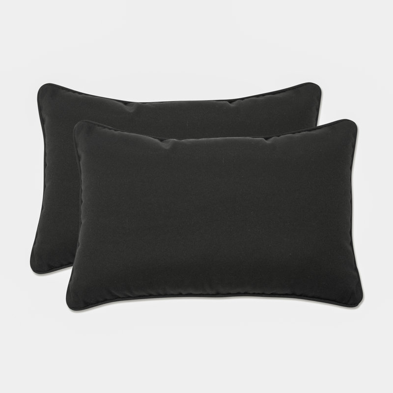 Coussin lombaire intérieur/extérieur câblé Fresco, Noir, H 5 po x l 11,5 po x P 18,5 po