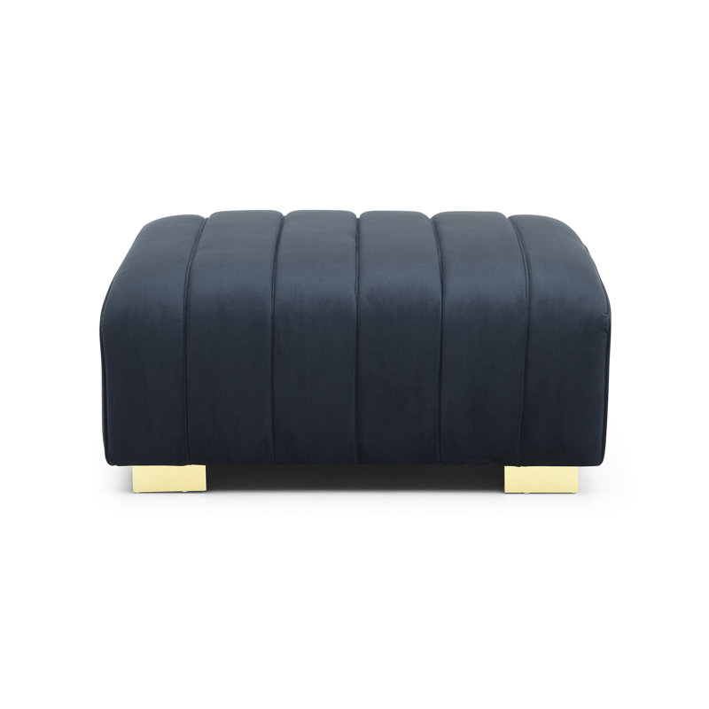 Makenna Velvet Ottoman, Black