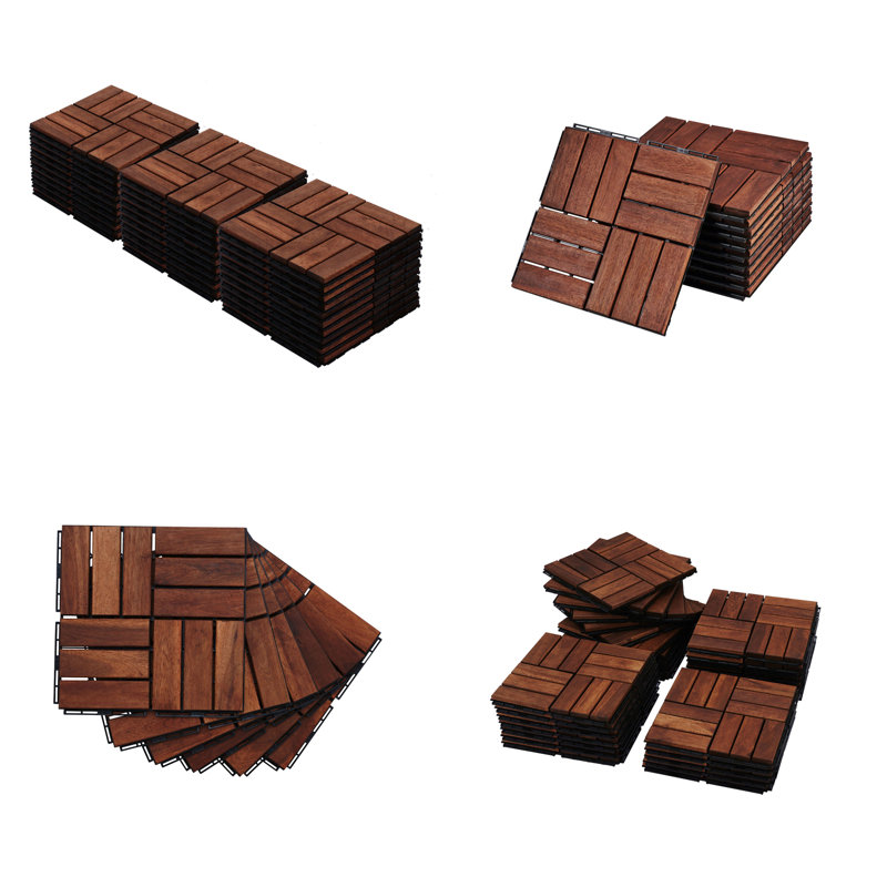 Interlocking Deck Tiles Striped Pattern, Walnut