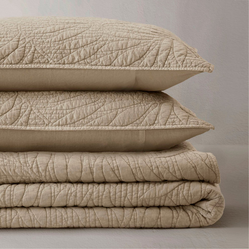Ensemble de courtepointe en coton pour lit double / grand 3 pièces, Courtepointe pour grand lit + 2 taies décoratives