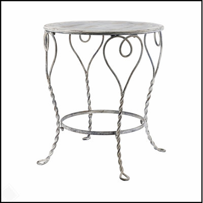 Table d'appoint charmante en fer avec pieds torsadés, parfaite pour les décors champêtres et les espaces compacts