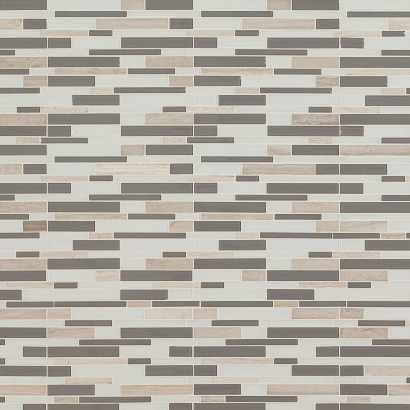 Ebon Frost 12 in. x 12 in. Glass Stone Blend Mosaic Wall Tile