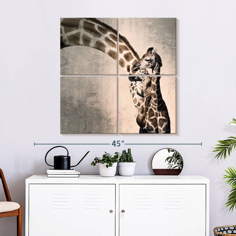 Mère et fils girafe, H 32 po x l 32 po