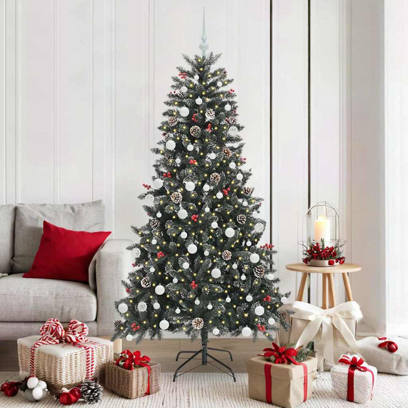 Artificial Christmas Tree with 300 LEDs Green 99 x 99 x 180 cm, White