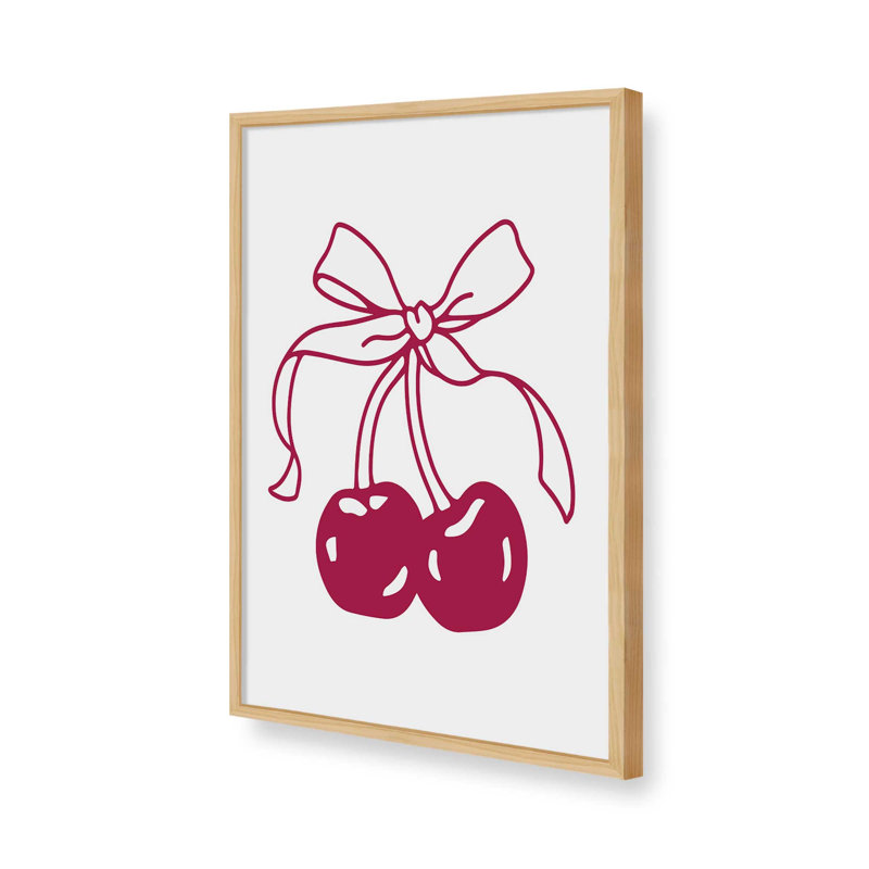 «Cherry Bow Ribbon» par Kira, reproduction d'art sur toile, Tanné, H 48 po x l 36 po