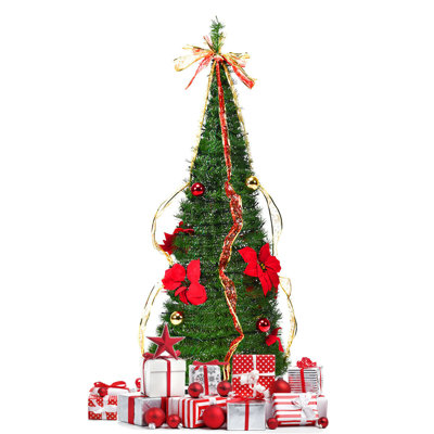 Arbre de noël artificiel pin vert 4 pi avec 250 lumières claires et blanches