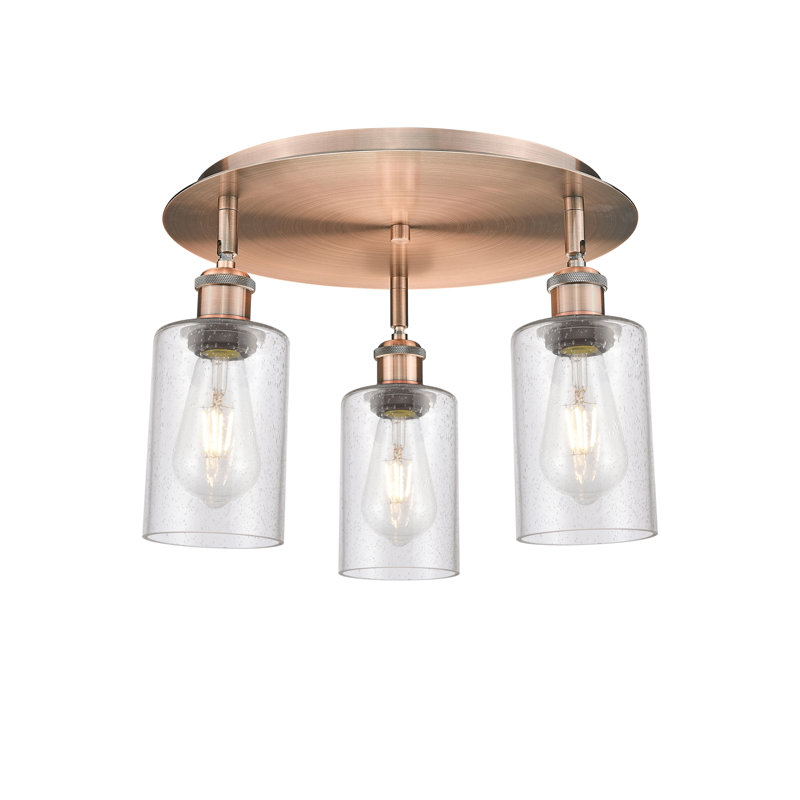 Ervine Glass Semi Flush Mount, Seedy, Antique Copper
