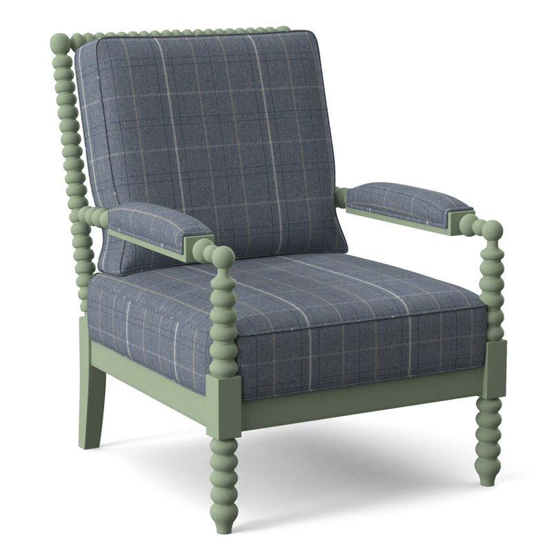Fauteuil Jamilla Sabrina, Rayures bleu cobalt 0204-64, Finition céleri