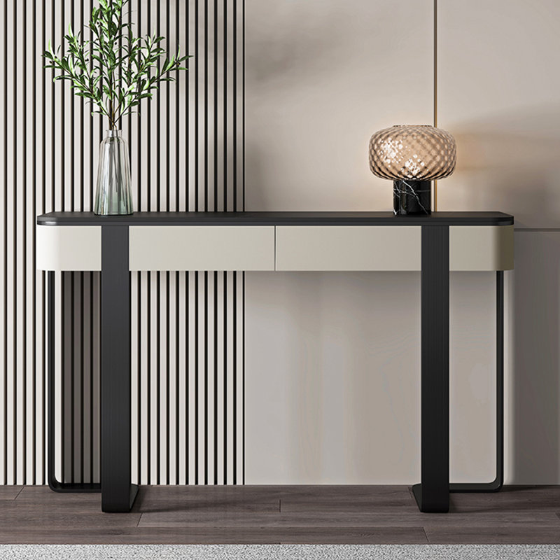 Console légère de style luxueux et moderne, Noir, H 33,5 po x l 47,2 po x P 13,8 po, Noir