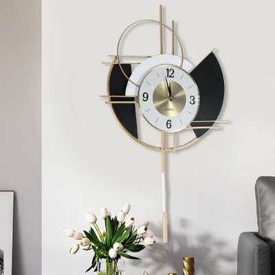 Horloge murale nordique oscillante, grande et silencieuse, décorative pour salon, chambre ou maison.