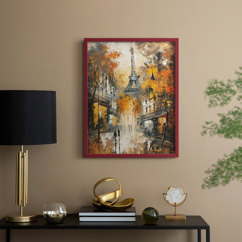 «LANDSCAPES Series CCCCLXXI», reproduction encadrée - bois massif, Rouge, H 15 po x l 12 po