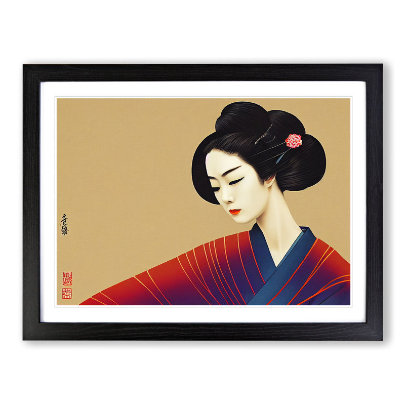 Victorious Geisha - Framed Print, Black, 46cm H x 64cm W x 2cm D