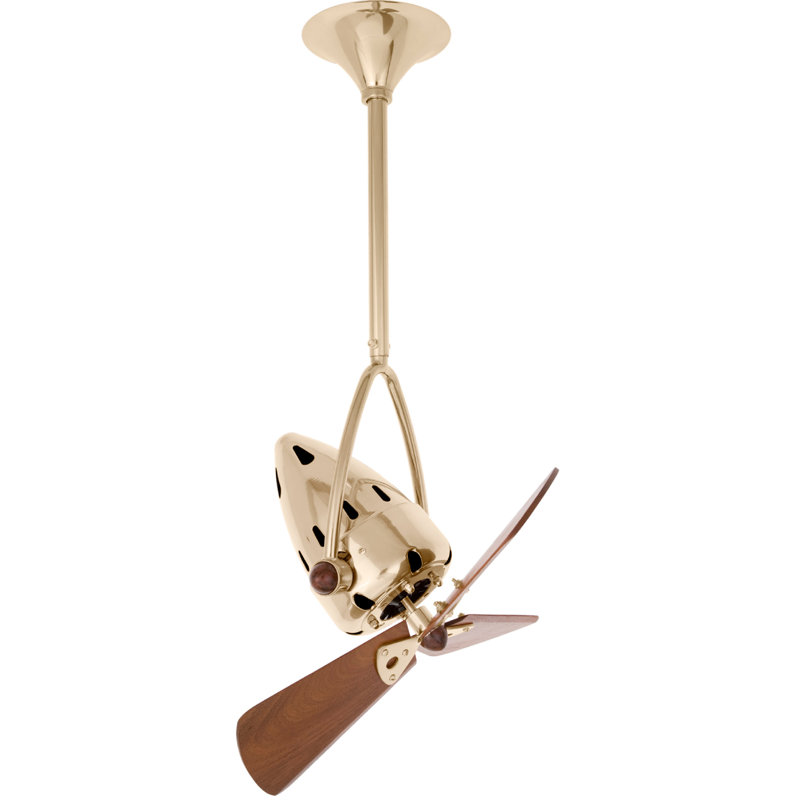 16" Jarold Directional 3 Blade Ceiling Fan, Polished Brass