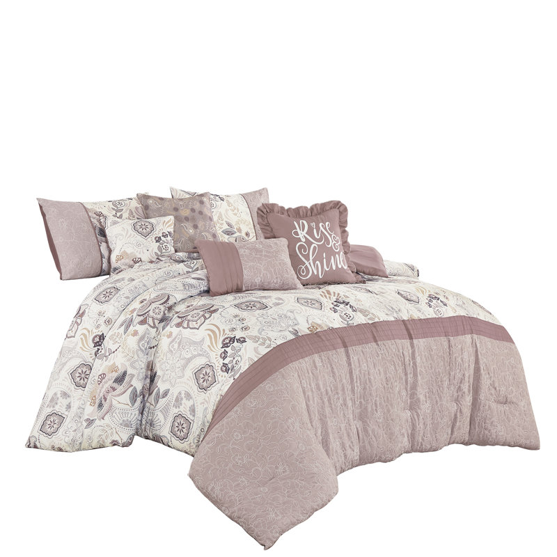 Keawe  Luxury Comforter Set, Queen Comforter + 6 Additional Pieces