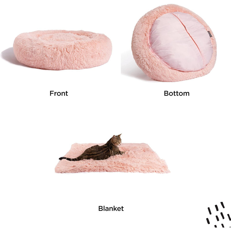 Donut à poil long The Original Calming, Très très grand (l 50 po x P 50 po x H 9 po), Rose