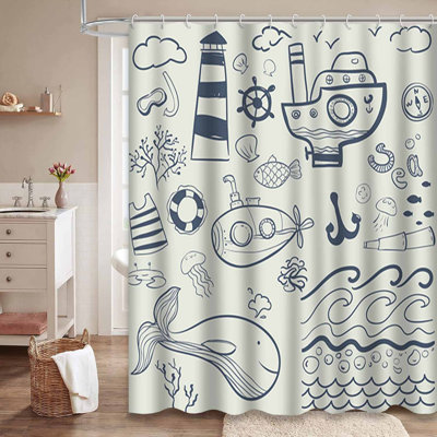 Rideau de douche imperméable mignonne avec 12 crochets