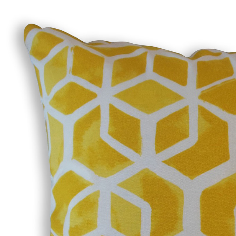 Coussin Zareh, 26 po x 26 po, Coussin décoratif, Jaune