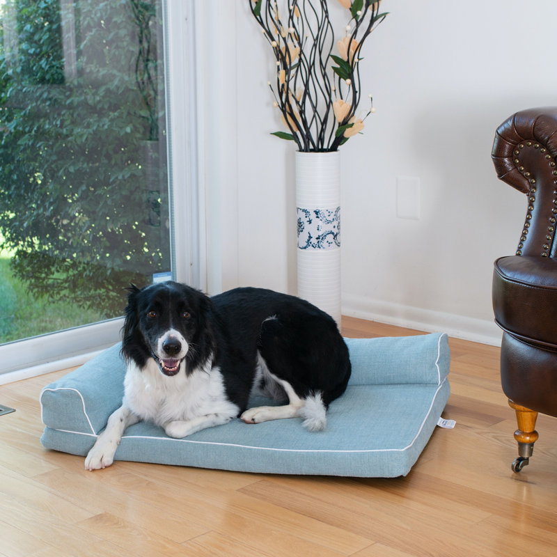Medium Blue Orthopedic Polyester Pet Bed with Bolster