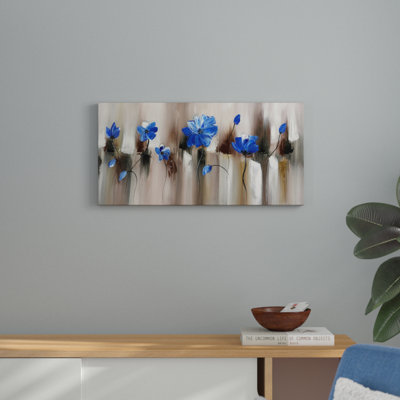 Fleur bleue moderne, impression sur toile tendue