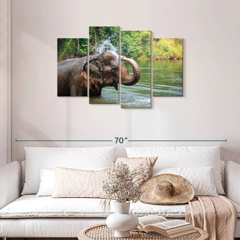 Brampt Elephant Throws Water, 27" H x 43" W