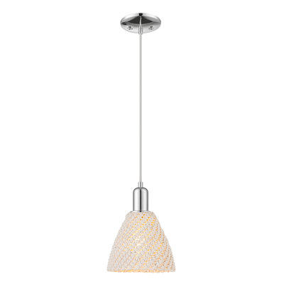 Downtown Urban - Coleena - Mini-luminaire suspendu avec cordon 1 lumière - Abat-jour en fibre naturelle