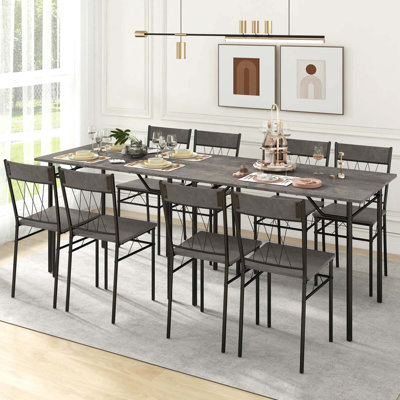 Winston Porter 5pcs Dining Table Set For 4 Rectangular Kitchen Table & 4 Chairs With Metal Frame Cement