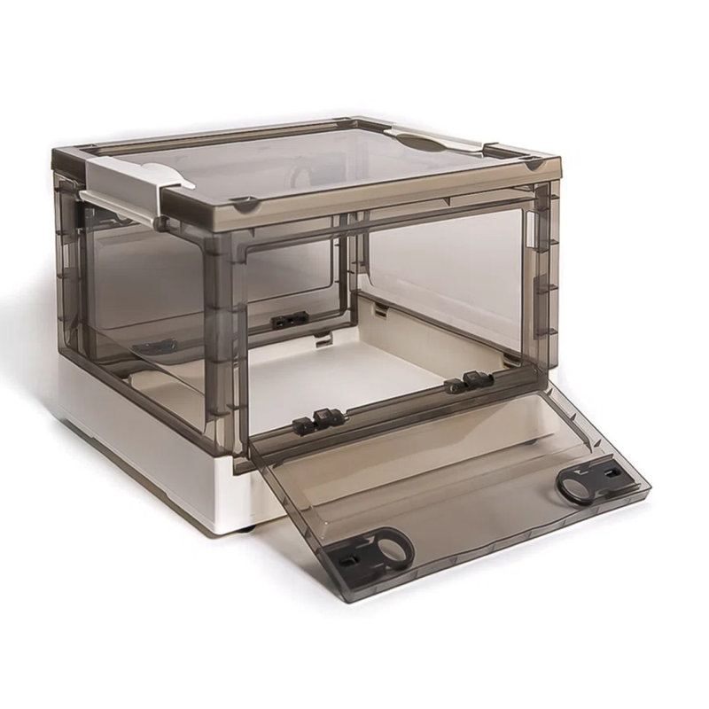 Boîte de rangement en plastique pliable, Blanc, H 9,5 po x l 18,5 po x P 14 po, 32 pte