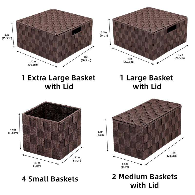 Ebern Designs Polypropylene Ribbon Decorative Bin, Brown
