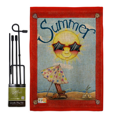 Fun in Summer the Sun Impressions Garden 2-Sided Burlap 18.5 x 13 in. Flag Set