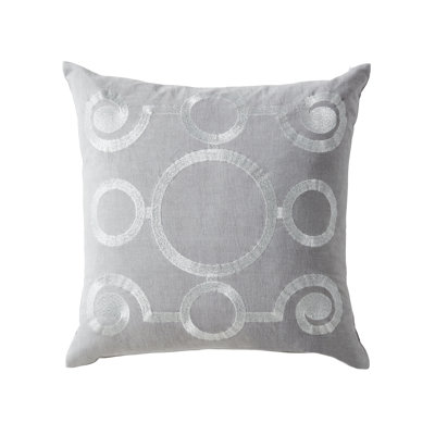 Embroidered Feather Linen Throw Pillow
