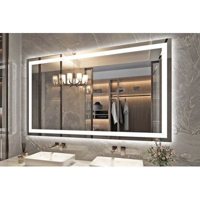 Miroir de salle de bain mural à DEL sans cadre à intensité variable