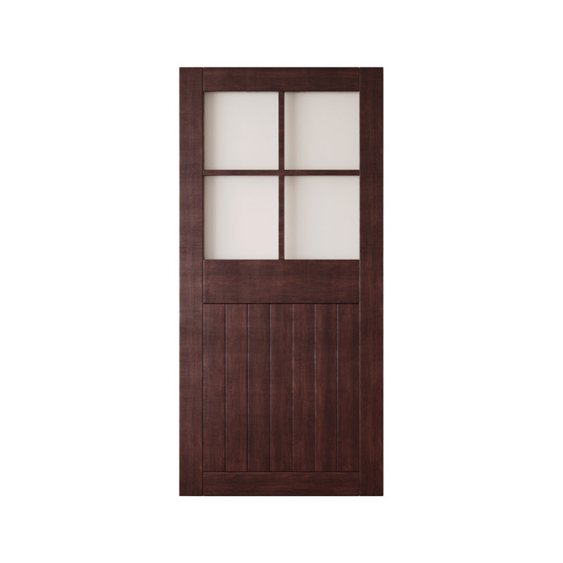 Porte de grange coulissante en bois massif non assemblé fini 42 x 84 couleur acajou rouge, 42 po x 84 po