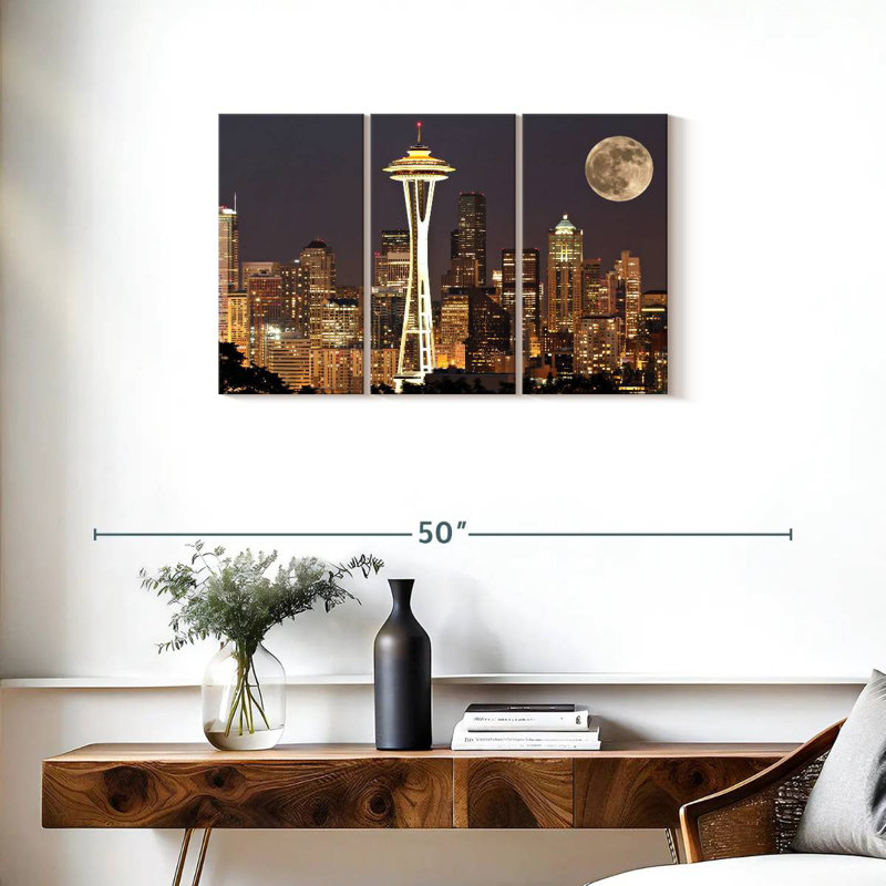 Sebbie Supermoon Over Seattle, 20" H x 33" W