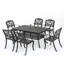 Ensemble de salle à manger rectangulaire en aluminium pour 6 personnes 63,7 po Jenisa-130618182