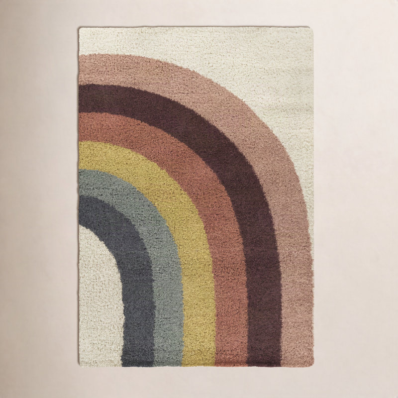 Olanda Rainbow Shag Area Rug, Cream, Rectangle 7'10" x 10'