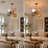 Modern 4-Light Colored Glass Chandelier with Gold Finish